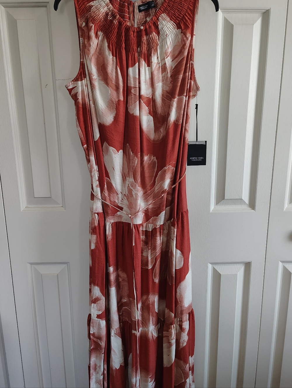Simply Vera Wang Smocked Crosshatch Crepe Dress XL - Picture 2 of 13